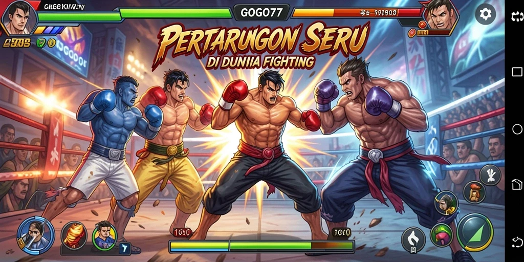 Tampilan menegangkan dari gameplay pertarungan di GOGO77.