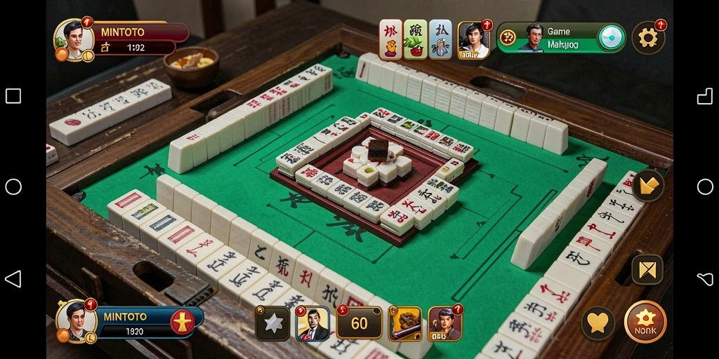 Tampilan gameplay MINTOTO dengan papan Mahjong yang berwarna-warni.