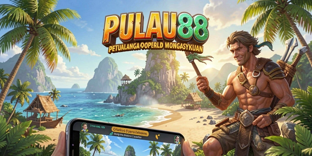 Screenshot gameplay PULAU88 menampilkan petualangan di pulau yang luas.