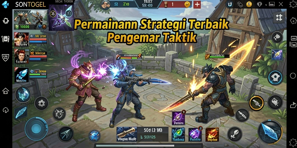 Screenshot gameplay <strong>SONTOGEL</strong> menunjukkan strategi dan pertempuran yang intens.