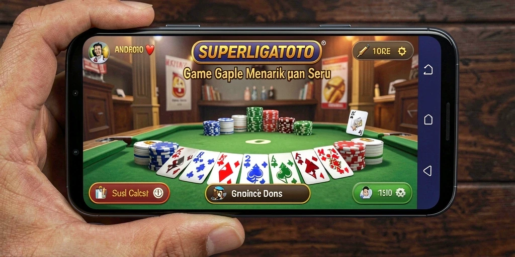 Screenshot gameplay SUPERLIGATOTO yang menampilkan serunya bermain Gaple.