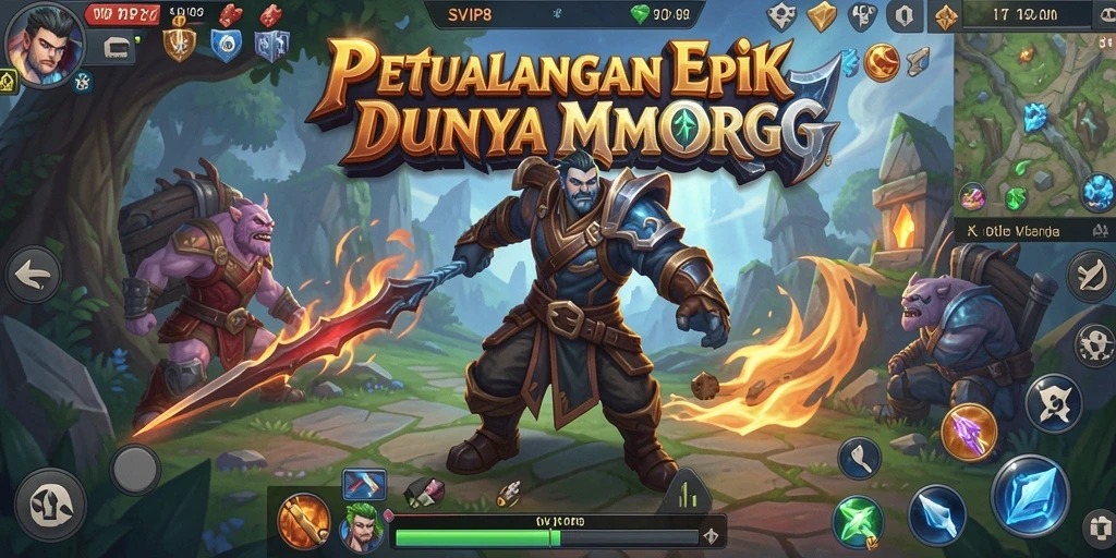 Screenshot gameplay SVIP8 menampilkan aksi pertarungan menegangkan dalam dunia MMORPG.